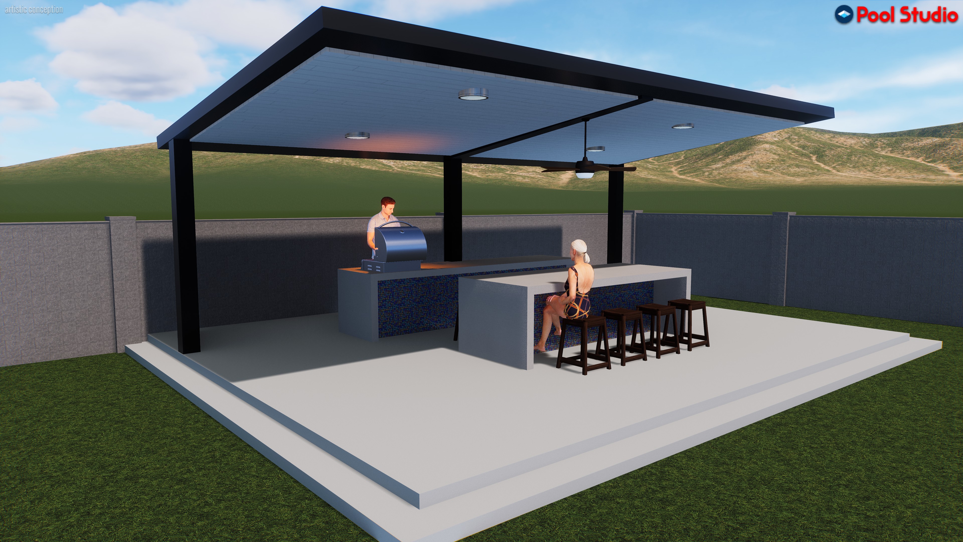 3D design rendering of an outdoor living project