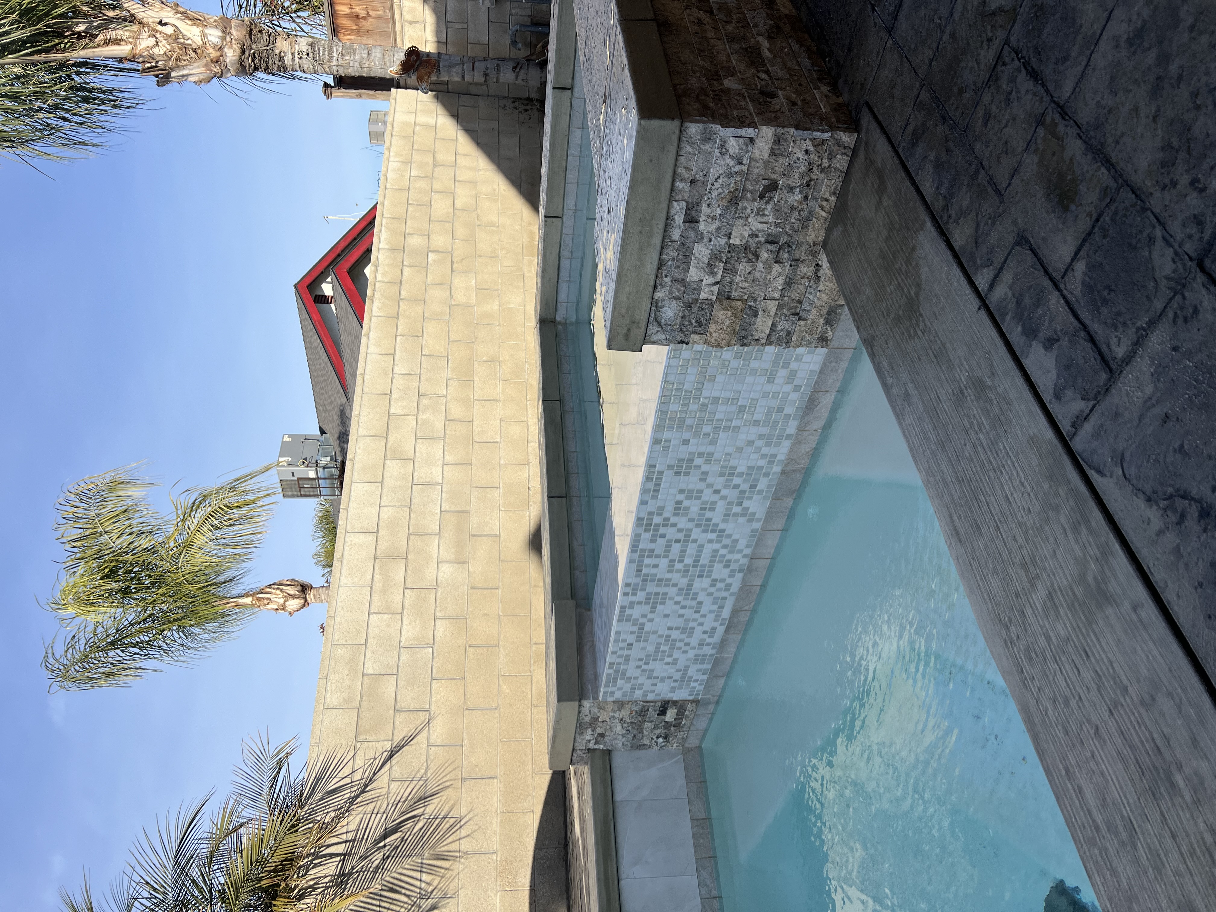 Travertine and limestone spa detail